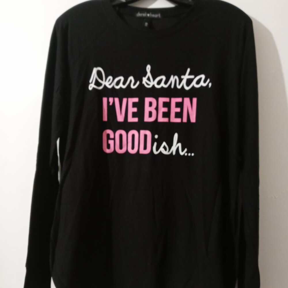Derek Heart Juniors Black L/Sleeves Holiday Graphic Print Sweatshirt M       241